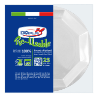 Piatto fondo PS reuse - Ø 220 mm - bianco - conf. 25 pezzi - Dopla 12505 - 12508 - 8005090016513 - DMwebShop