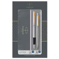 Gift Set DUO - Jotter stainless steel GT sfera + stilografica - punta media - Parker - 2093257 - 3026980932572 - DMwebShop