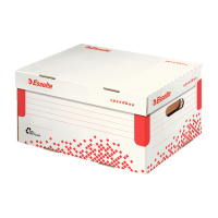 Scatola container Speedbox - Small - 25,2 x 35,5 cm - dorso 19,3 cm - bianco e rosso - conf. 15 pezzi - Esselte - 623911 - 4049793026015 - DMwebShop