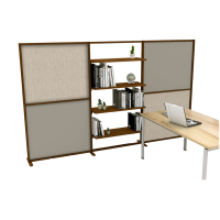 Parete divisoria-libreria Tetrix - 307 x 180,5 cm - profilo corten - lino cancun-grigio cera - Studio T - 3005148M - DMwebShop