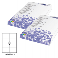 Etichetta adesiva - permanente - 105 x 72 mm - 8 etichette per foglio - bianco - conf. 100 fogli A4 - Starline - STL3033 - 8025133013828 - DMwebShop