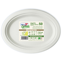 Piatti ovali biodegradabili - 26 x 19,5 cm - Green - conf. 50 pezzi - Dopla - 07764 - 8005090009935 - DMwebShop