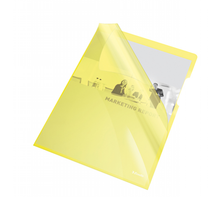 Cartelline a L PVC liscio - 21 x 29,7 cm - giallo cristallo - conf. 25 pezzi - Esselte - 55431 - 5902812554311 - DMwebShop