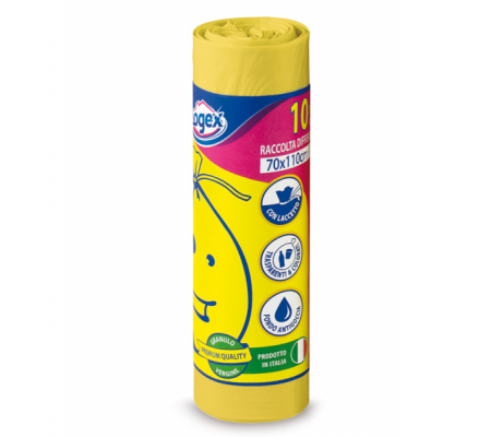 Sacchi per immondizia - 70 x 110 cm - 120 lt - 16 micron - giallo - rotolo da 10 sacchetti - Logex Professional - C5LX-2006Y - 8003350531417 - DMwebShop