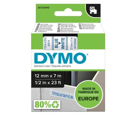 Nastro D1 450140 - 12 mm x 7 mt - blu-bianco - Dymo - S0720540 - 5411313450140 - DMwebShop