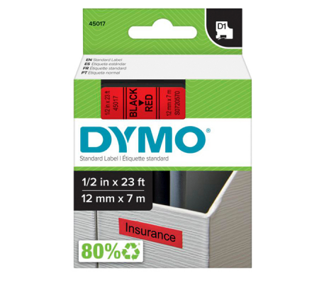 Nastro D1 450170 - 12 mm x 7 mt - nero-rosso - Dymo - S0720570 - 5411313450171 - DMwebShop