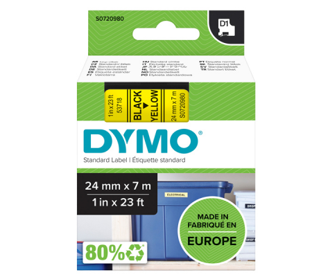 Nastro D1 537180 - 24 mm x 7 mt - nero-giallo - Dymo - S0720980 - 5411313537186 - DMwebShop