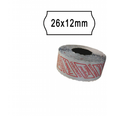 Rotolo da 1000 etichette a onda per Smart 8/2612 - 26 x 12 mm - adesivo removibile - bianco - pack 10 rotoli - Printex - 2612sbr10 - 8034049915201 - DMwebShop