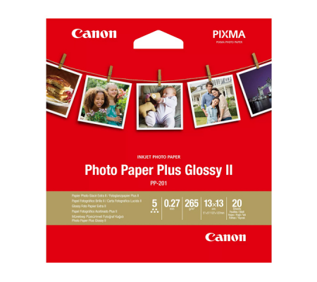 Carta fotografica Plus Glossy II PP-201 - 5 x 5'' - 20 Fogli - Canon - 2311B060 - 4549292071498 - DMwebShop