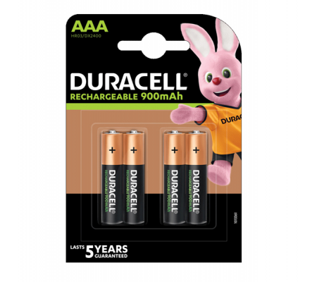 Pile ricaricabili Mini Stilo AAA - Precharged - 900 mAh - blister 4 pezzi - Duracell - DU77 - 5000394203815 - DMwebShop