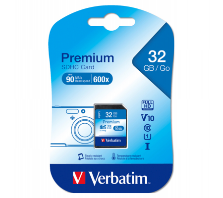 Scheda SDHC Classe 10 - min 10mb/sec - 32 Gb - Verbatim - 43963 - 023942439639 - DMwebShop