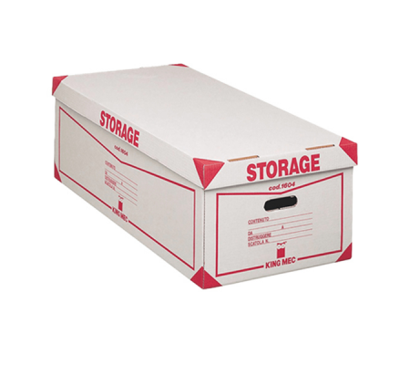 Scatola Storage - con coperchio - 38,5 x 26,4 x 75,5 cm - bianco e rosso - 1604 - conf. 8 pezzi - King Mec - 00160400 - 8004389022976 - DMwebShop