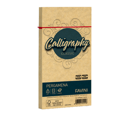 Busta Calligraphy pergamena - 110 x 220 mm - 90 gr - oro 03 - conf. 25 pezzi - Favini - A57W203 - 8007057741216 - DMwebShop