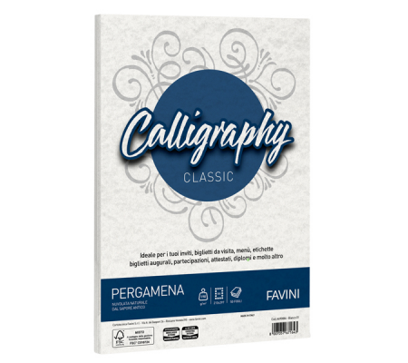 Carta Calligraphy pergamena - A4 - 190 gr - bianco 01 - conf. 50 fogli - Favini - A690084 - 8007057671643 - DMwebShop