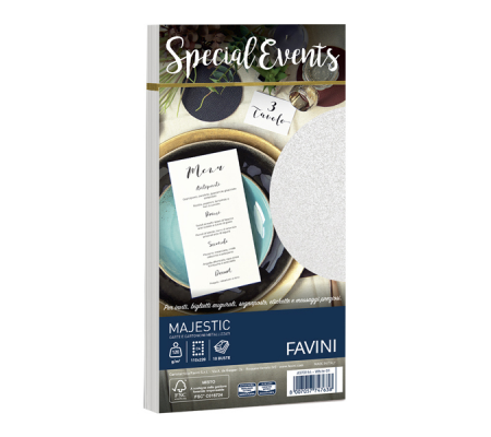 Busta Special Events metal bianco - 110 x 220 mm - 120 gr - conf. 10 buste - Favini - A570154 - 8007057747638 - DMwebShop