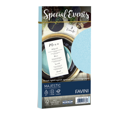 Busta Special Events metal azzurro - 110 x 220 mm - 120 gr - conf. 10 buste - Favini - A57T154 - 8007057747669 - DMwebShop