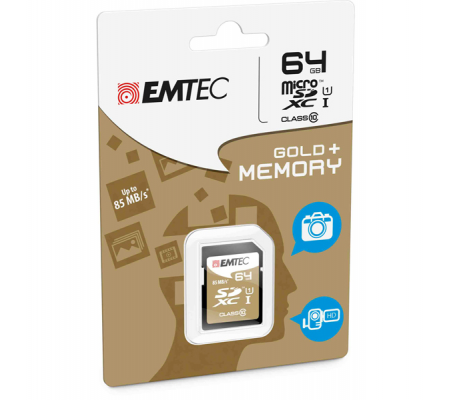 SDXC Class 10 Gold + - 64 Gb - Emtec - ECMSD64GXC10GP - 3126170142092 - DMwebShop