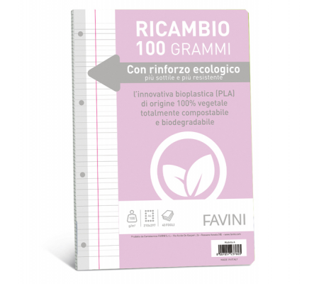 Ricambi con rinforzo ecologico - A4 - 100 gr - 40 fogli - rigo di 1a - Favini - A471404 - 8007057237603 - DMwebShop