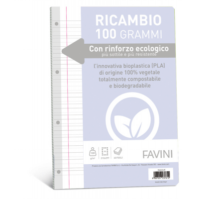 Ricambi con rinforzo ecologico - A4 - 100 gr - 40 fogli - rigo di 3a - Favini - A472404 - 8007057237610 - DMwebShop