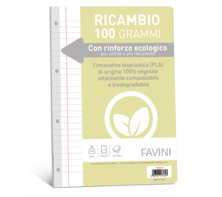 Ricambi con rinforzo ecologico - A4 - 100 gr - 40 fogli - 1 rigo - con margine - Favini - A476404 - 8007057237627 - DMwebShop