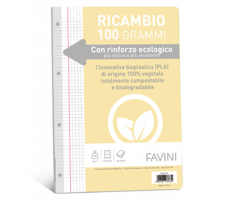 Ricambi con rinforzo ecologico - A4 - 100 gr - 40 fogli - 5 mm - con margine - Favini - A475414 - 8007057237634 - DMwebShop