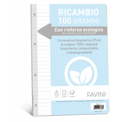 Ricambi con rinforzo ecologico - A4 - 100 gr - 40 fogli - 1 rigo - Favini - A477404 - 8007057237689 - DMwebShop