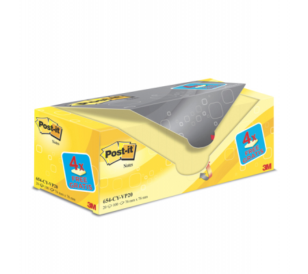 Blocco foglietti - giallo Canary - 654CY-VP20 - 76 x 76 mm - 72 gr - conf. 20 blocchi - Post-it - 7100199991 - 4046719906437 - DMwebShop