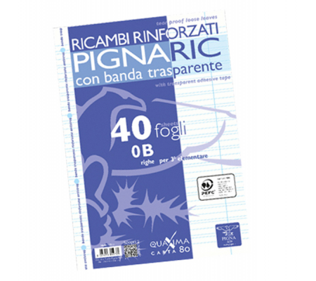 Ricambi forati rinforzati - A4 - rigo di 3a - 40 fogli - 80 gr - Pigna - 02194590B - 8005235059771 - DMwebShop