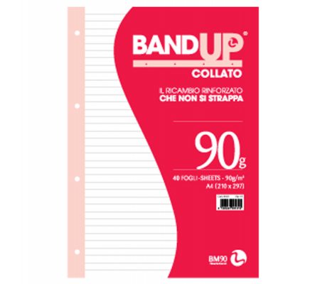 Blocco collato BandUp - fori rinforzati - A4 - 1 rigo - 40 fogli - 90 gr - BM - 0106434 - 8008234064340 - DMwebShop