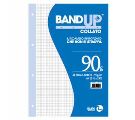 Blocco collato BandUp - fori rinforzati - A4 - quadretto 4 mm - 40 fogli - 90 gr - BM - 0106435 - 8008234064357 - DMwebShop