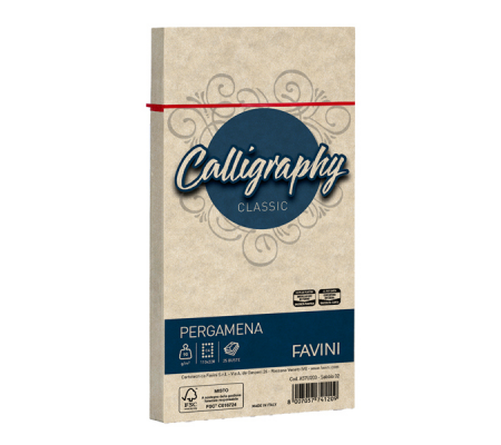 Busta Calligraphy Pergamena - 110 x 220 mm - 90 gr - sabbia 02 - conf. 25 pezzi - Favini - A57U203 - 8007057741209 - DMwebShop