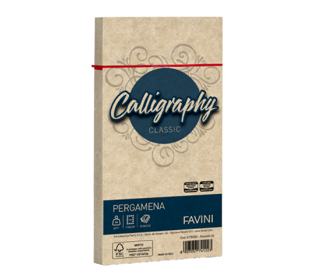 Busta Calligraphy Pergamena - 110 x 220 mm - 90 gr - nocciola 04 - conf. 25 pezzi - Favini - A57N203 - 8007057741223 - DMwebShop