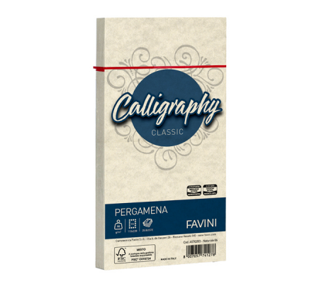 Busta Calligraphy Pergamena - 110 x 220 mm - 90 gr - naturale 06 - conf. 25 pezzi - Favini - A57Q203 - 8007057741278 - DMwebShop