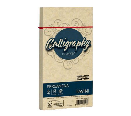 Busta Calligraphy Pergamena - 110 x 220 mm - 90 gr - crema 05 - conf. 25 pezzi - Favini - A572203 - 8007057741285 - DMwebShop