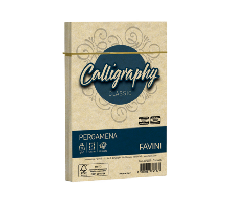 Busta Calligraphy Pergamena - 120 x 180 mm - 90 gr - crema 05 - conf. 25 pezzi - Favini - A572207 - 8007057741377 - DMwebShop