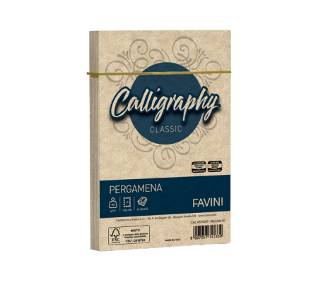 Busta Calligraphy Pergamena - 120 x 180 mm - 90 gr - nocciola 04 - conf. 25 pezzi - Favini - A57N207 - 8007057741339 - DMwebShop