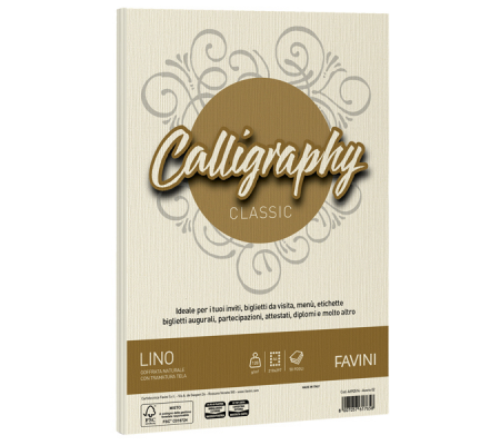 Carta Calligraphy Lino - A4 - 120 gr - avorio 02 - conf. 50 fogli - Favini - A69Q514 - 8007057617658 - DMwebShop