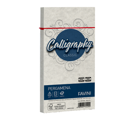 Busta Calligraphy Pergamena - 110 x 220 mm - 90 gr - perla 10 - conf. 25 pezzi - Favini - A574203 - 8007057741292 - DMwebShop