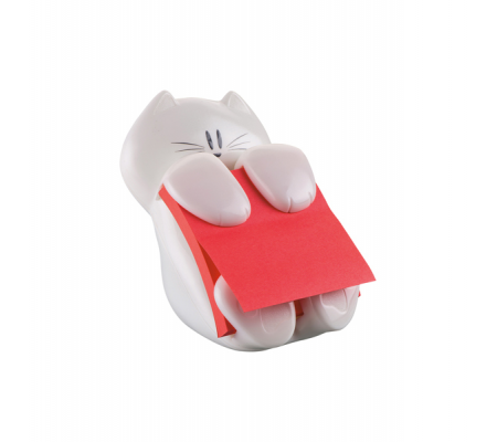 Dispenser gatto bianco + ricarica Post it Super Sticky Z Notes - rosso rubino - 76 x 76 mm - 90 fogli - Post-it - 7000090057 - 4891203052615 - DMwebShop