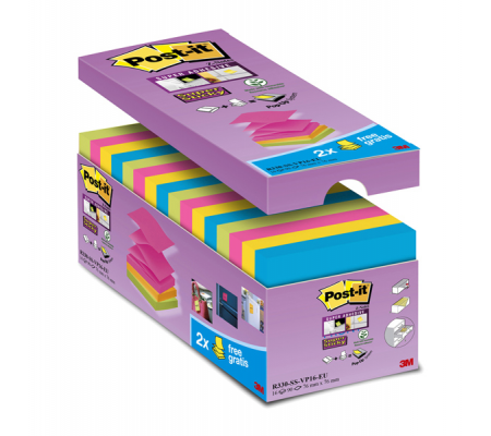 Blocchetto Super Sticky Z Notes - per dispenser - 76 x 76 mm - 90 fogli - conf. 16 blocchi - Post-it - 7100234249 - 051141401508 - DMwebShop