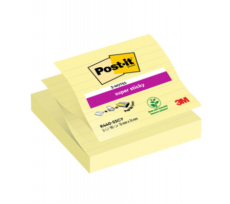 Ricarica foglietti Super Sticky - giallo Canary - a righe - 101 x 101 mm - 90 fogli - Post-it - 7100234252 - 051141998428 - DMwebShop