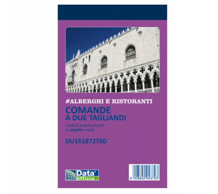 Blocco comande 2 tagliandi - 25-25 copie autoricopianti - 16,8 x 10 cm - conf. 10 pezzi - Data Ufficio - DU161872T00 - 8008842585022 - DMwebShop