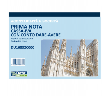 Blocco prima nota cassa-Iva con conto dare-avere - 50-50 copie autoricalcanti - 21,5 x 29,7 cm - Data Ufficio - DU16832C000 - 8008842593102 - DMwebShop