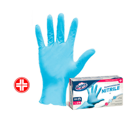 Guanti in nitrile non talcato - per uso medicale - taglia S-M - azzurro - scatola 100 pezzi - Logex Professional - 3476LXM - 9551004301545 - DMwebShop