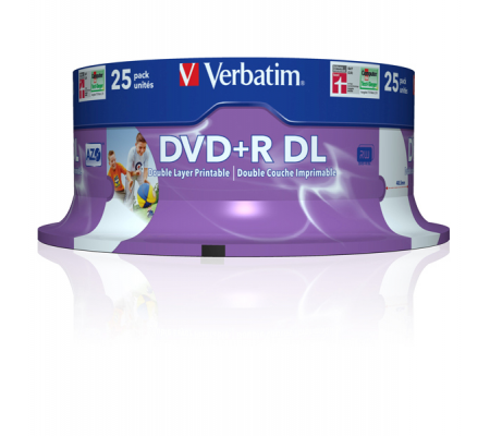 Scatola 25 DVD+R Dual Layer - serigrafato Spindle - 8,5 Gb - Verbatim - 43667 - 023942436676 - DMwebShop