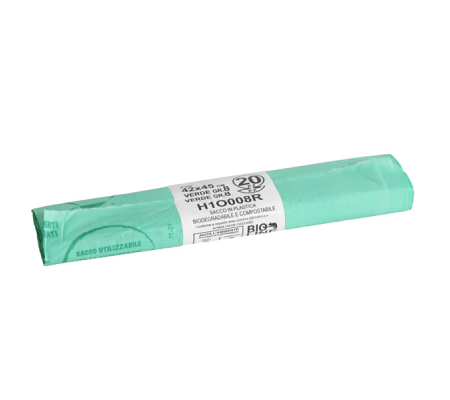 Sacchi Bio - 42 x 45 cm - 10 lt - 16 micron - verde - conf. 20 pezzi - H1O008R - 8054154230334 - DMwebShop