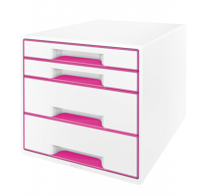 Cassettiera 4 cassetti bianco-rosa cube - Leitz - 52132023 - 4002432115341 - DMwebShop