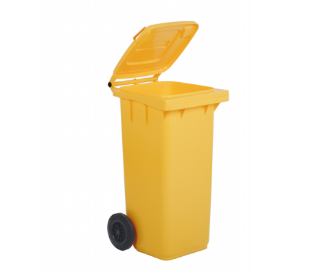 Bidone carrellato per raccolta differenziata - 240 lt - giallo - Mobil Plastic - 1/240/5-GIA - 8004331124352 - DMwebShop