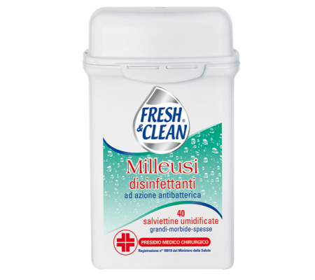 Salviette disinfettanti antibatteriche milleusi - barattolo da 40 pezzi - FresheClean - 06-0243 - 80770251 - DMwebShop