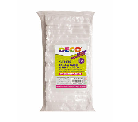 Colla stick a bassa temperatura - 10 cm x Ø 11 mm - conf. 1 kg - Deco - 06165/1000 - 8004957125580 - DMwebShop